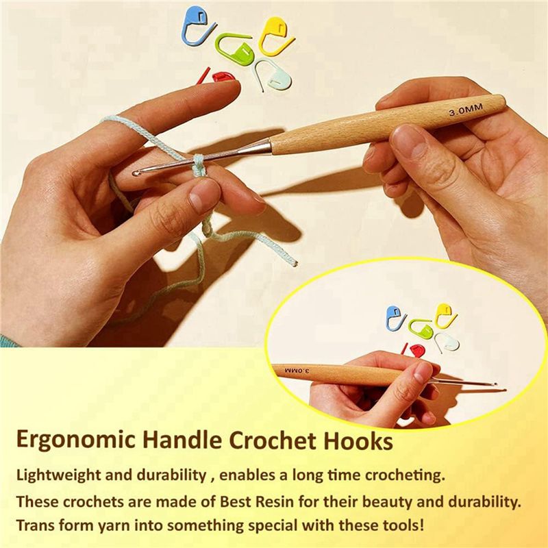M12K – zestaw 40 drewnianych h – Wooden Crochet Hooks Ergonomic Handle recenzja i cena